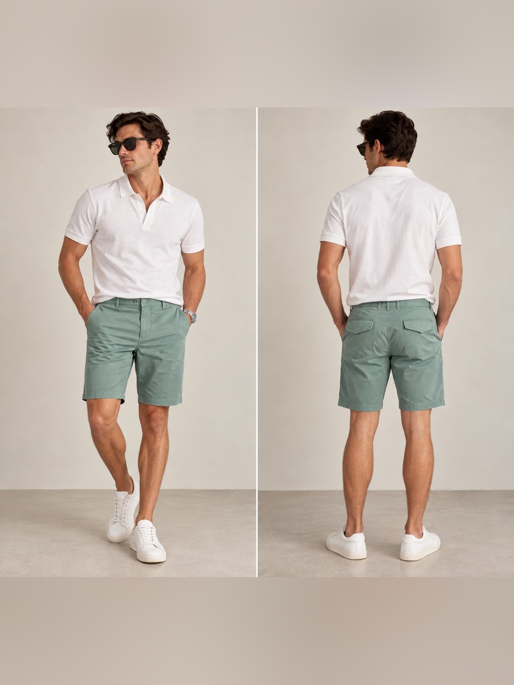 Zegna Summer Chino Linen Cotton Shorts Sage Green IT 56 / US 46